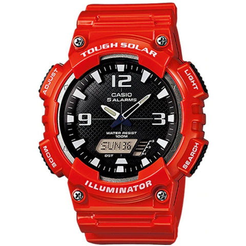 Casio AQ-S810WC-4A Red with Black Dial Men's Analog Solar 100m Sports Watch