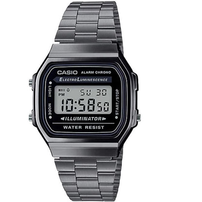Casio Grey/Black Stainless Steel Unisex Multifunction Digital Watch A168WGG-1A