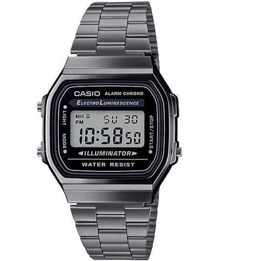 Casio Grey/Black Stainless Steel Unisex Multifunction Digital Watch A168WGG-1A