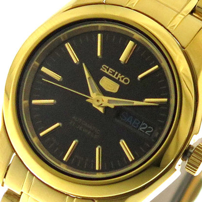 Seiko 5 Gold/Black Dial Women's Automatic Analog Dress Watch SYMK22K1