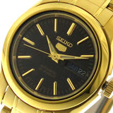 Seiko 5 SYMK22 K1 Gold with Black Dial Women's Automatic Analog Watch