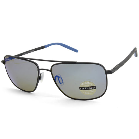 Serengeti Tellaro Matte Black/555nm Blue Polarised Unisex Sunglasses 8819