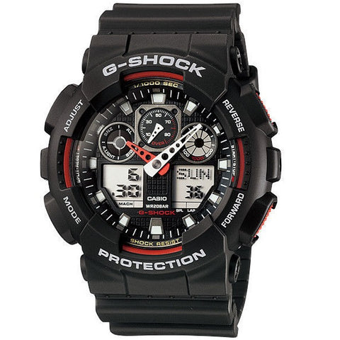 Casio G-Shock GA-100-1A4 Black & Red Men's 200m Digital-Analog Sports Watch