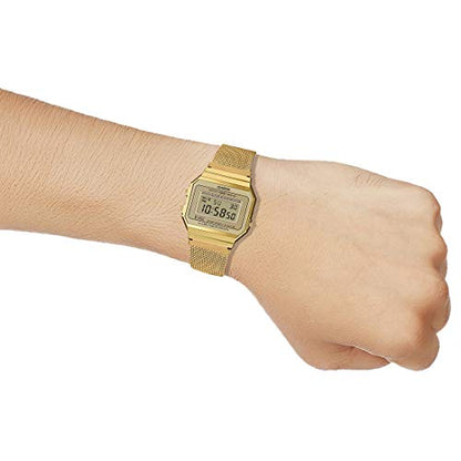 Casio Gold Super Slim Stainless Steel Mesh Band Unisex Digital Watch A700WMG-9A