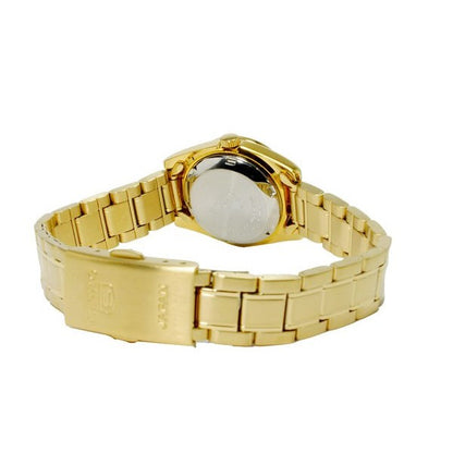 Seiko 5 Gold/Black Dial Women's Automatic Analog Dress Watch SYMK22K1