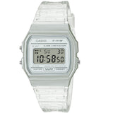 Casio F-91WS-7 Light Silver Case Transparent Strap Multifunction Digital Watch