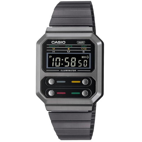 Casio Grey Retro Style Unisex Multifunction Digital Watch A100WEGG-1A