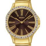 Seiko Swarovski SRZ444 P1 Gold/Black Dial Women's Analog Quartz Watch