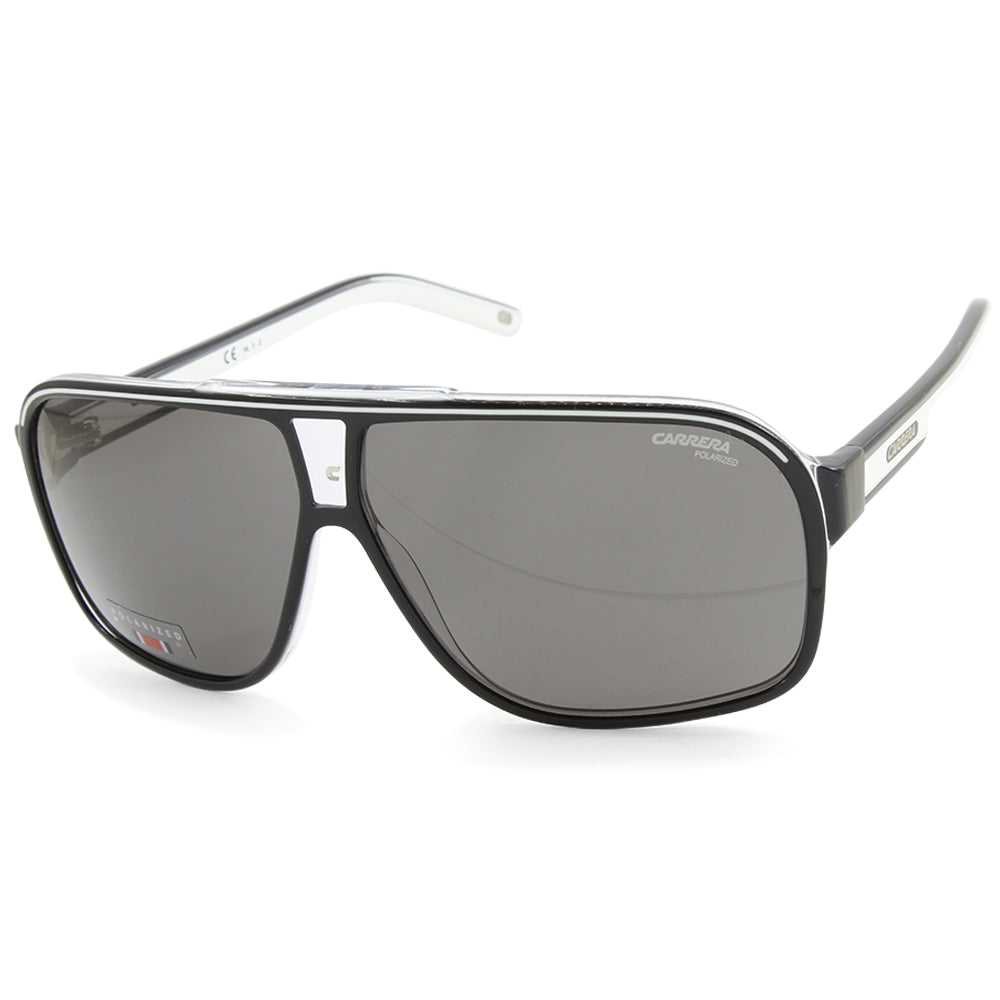 Carrera Grand Prix 2 Black White on Clear/Grey Polarised Sunglasses 7C5/M9