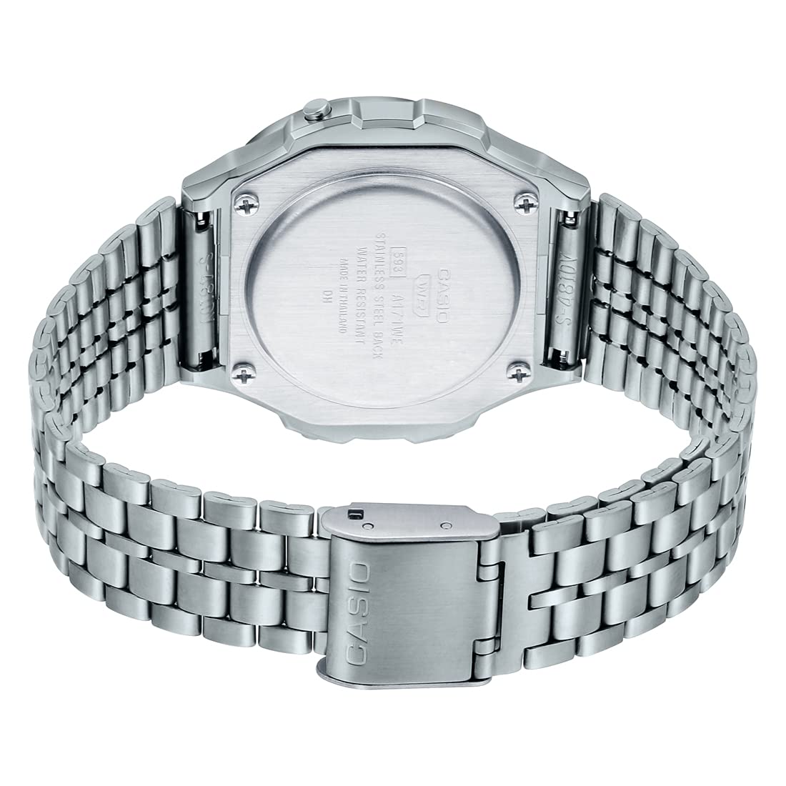 Casio Silver/Black Round Retro Stainless Steel Unisex Digital Watch A171WE-1A