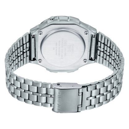 Casio Silver/Black Round Retro Stainless Steel Unisex Digital Watch A171WE-1A