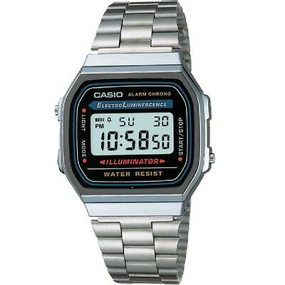 Casio Silver Stainless Steel Retro Vintage Unisex Digital Watch A168WA-1W