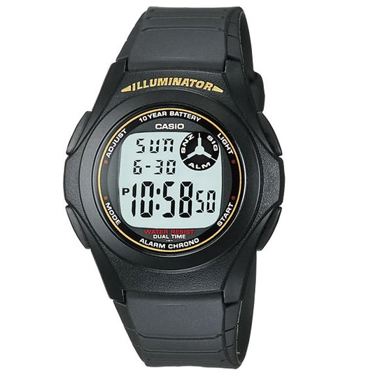 Casio Matte Black 30m Multifunction Unisex Digital Sports Watch F-200W-9A