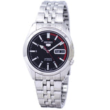 Seiko 5 Black Dial/Silver Stainless Steel Men's Automatic Analog Watch SNK375K1