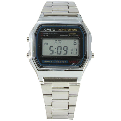 Casio A158WA-1 Classic Black Face Stainless Steel Band Unisex Digital Watch
