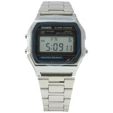 Casio A158WA-1 Classic Black Face Stainless Steel Band Unisex Digital Watch