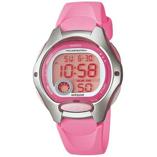 Casio Silver Pink Womens or Kids 50m Digital Sports Watch  LW-200-4B