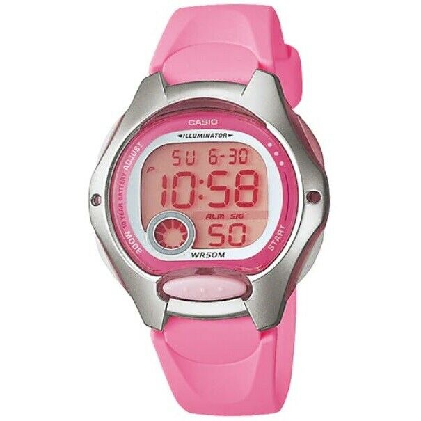Casio LW-200-4B Silver Pink Women's or Kid's 50m Digital Sports Watch