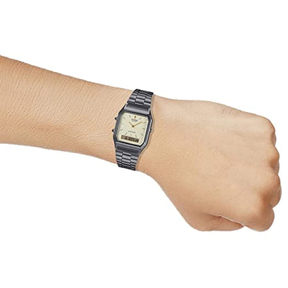 Casio Grey/Champagne Stainless Steel Retro Digital Analog Watch AQ-230GG-9A