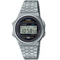 Casio Silver/Black Round Retro Stainless Steel Unisex Digital Watch A171WE-1A