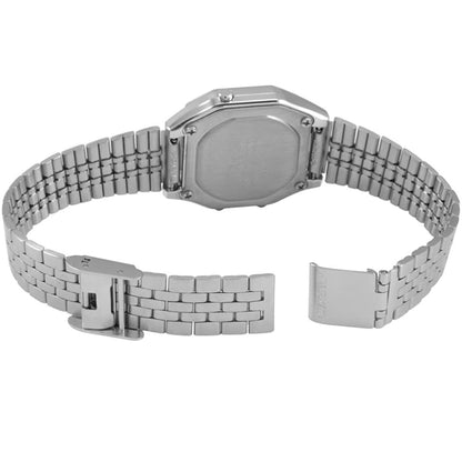 Casio LA680WA-1B Silver Black Dial Women's Stainless Steel Digital Watch