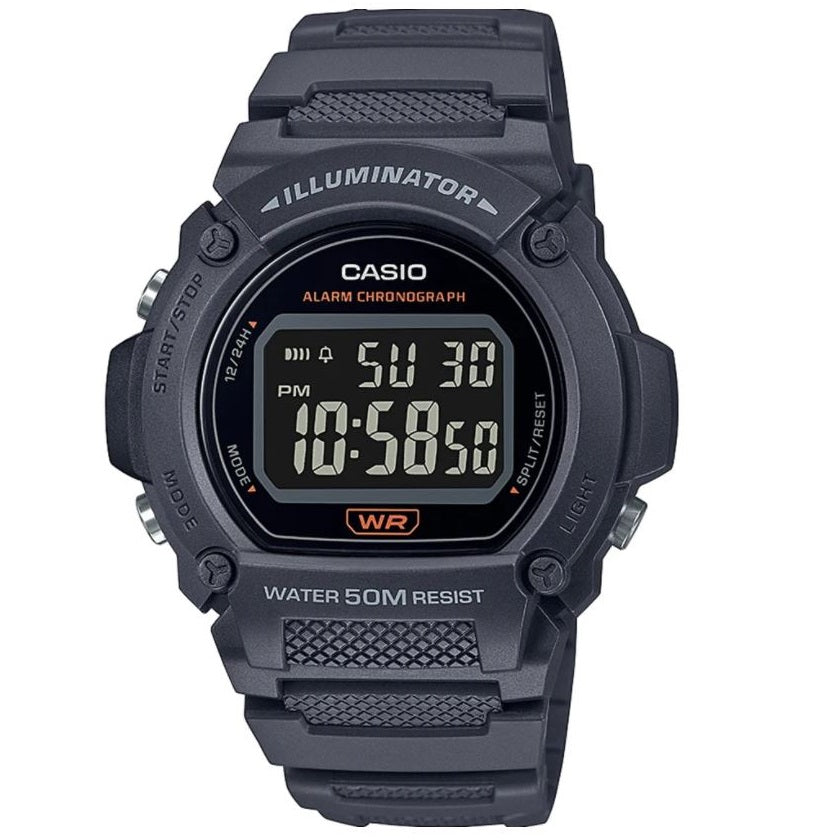 Casio W-219H-8B Dark Grey Reverse LCD 50m Unisex Unisex Digital Casual Watch