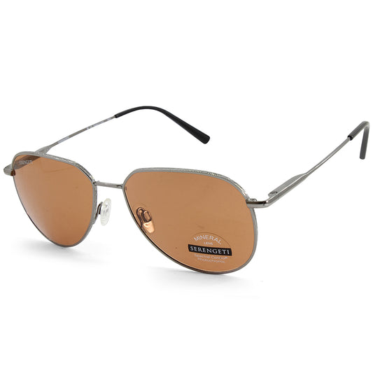 Serengeti Haywood Shiny Gunmetal/Brown Drivers Men's Pilot Sunglasses