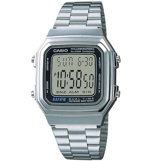 Casio Vintage Series Silver Tone Retro Unisex Digital Watch A178WA-1A
