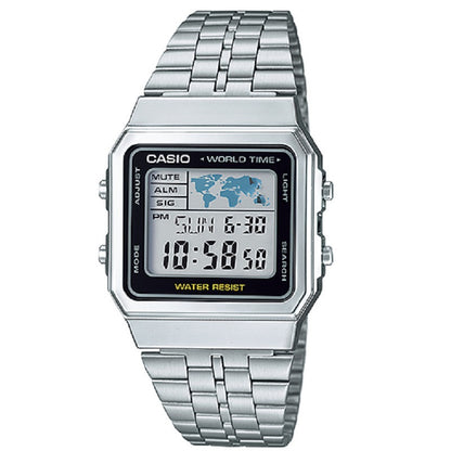 Casio Vintage Classic Silver-Tone World Time Digital Watch A500WA-1