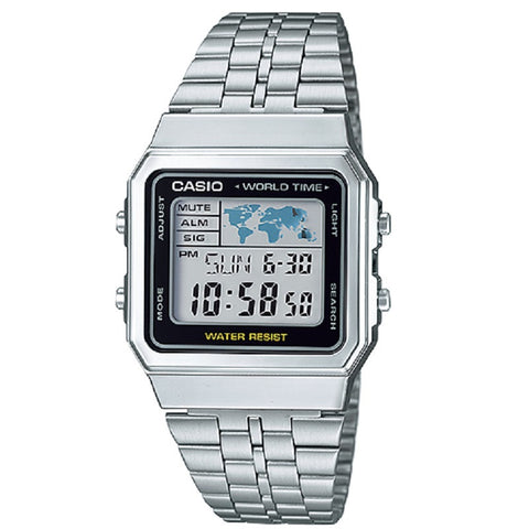Casio Vintage Classic Style Silver World Time Digital Watch A500WA 1 xTrend