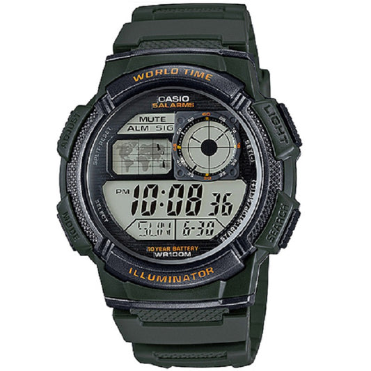 Casio Green 100m Multifunction Unisex Digital Sports Watch AE-1000W-3A