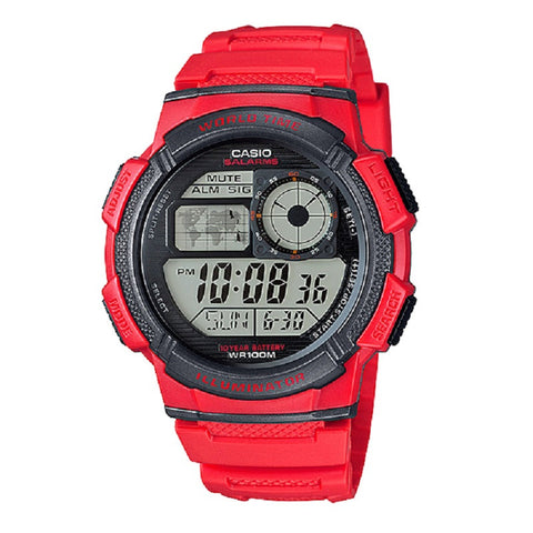 Casio AE-1000W-4A Red World Time 100m Men's Digital Sports Watch