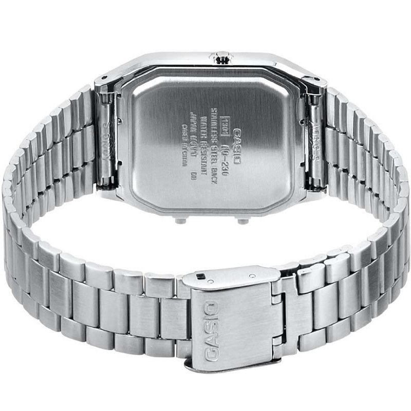 Casio Stainless Steel Retro Style White Face Analog Digital Watch AQ-230A-7D