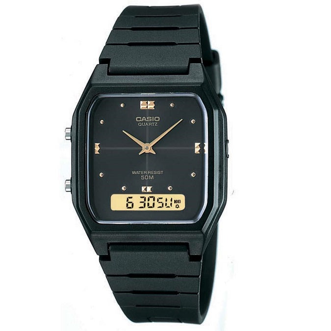 Casio Black Dial 50m Dual Time Unisex Digi-Analog Watch AW-48HE-1A