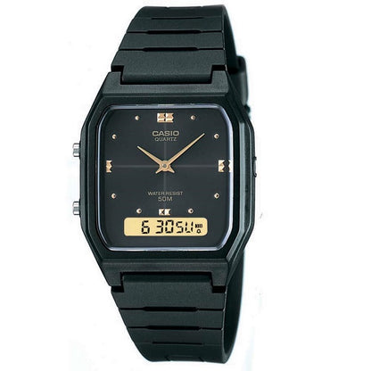 Casio Black Dial 50m Dual Time Unisex Digi-Analog Watch AW-48HE-1A