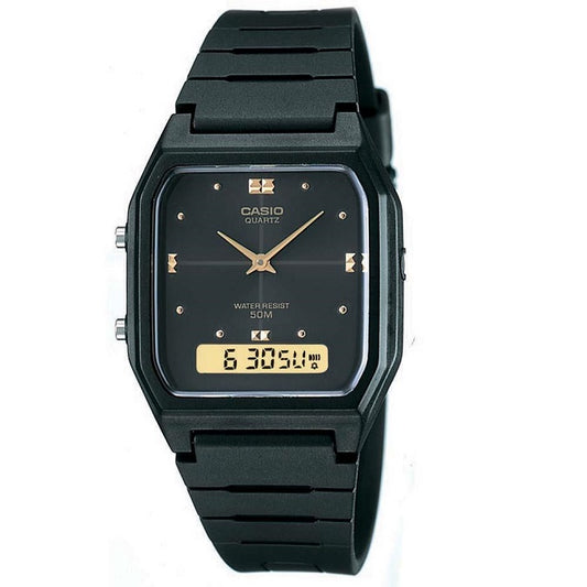 Casio Black Dial 50m Dual Time Unisex Digi-Analog Watch AW-48HE-1A