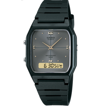 Casio Dark Grey Dual Time 50m Unisex Digital Analog Watch AW-48HE-8A