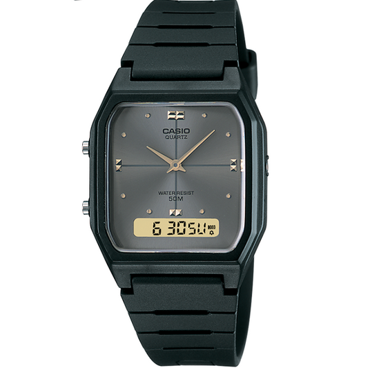 Casio Dark Grey Dual Time 50m Unisex Digital Analog Watch AW-48HE-8A