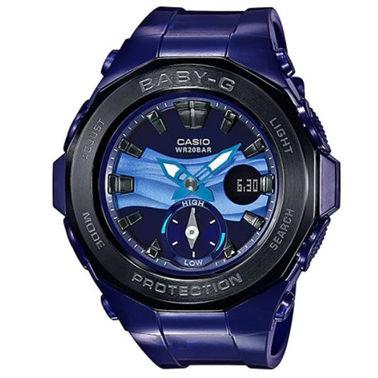 Casio Baby-G BGA-220B-2A Blue Beach Series Women's Digital Analog Sports Watch