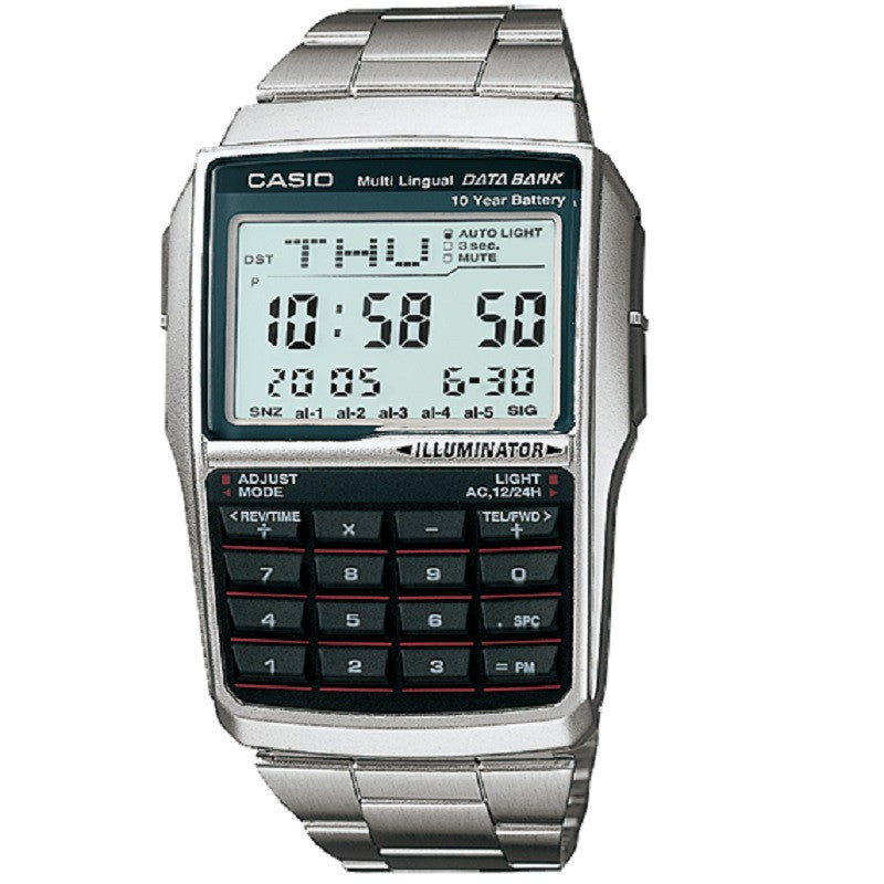 Casio DBC-32D-1A Stainless Steel Digital Telememo Calculator Watch