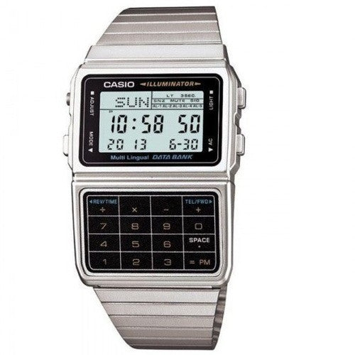 Casio Databank Silver Tone Retro Unisex Digital Calculator Watch DBC-611-1