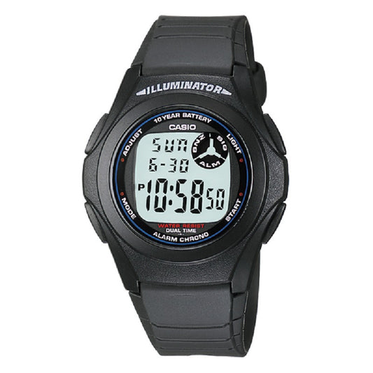 Casio Matte Black 30m Multifunction Unisex Digital Sports Watch F-200W-1A