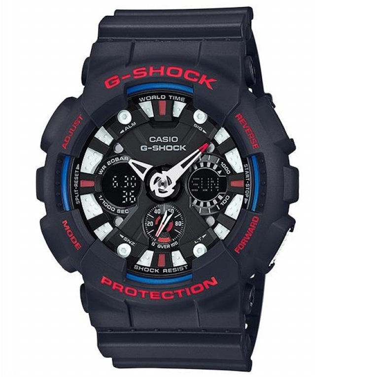 Casio G-Shock GA-120TR-1A Black Blue Tri-Colour Men's Analog Digital Sports Watch