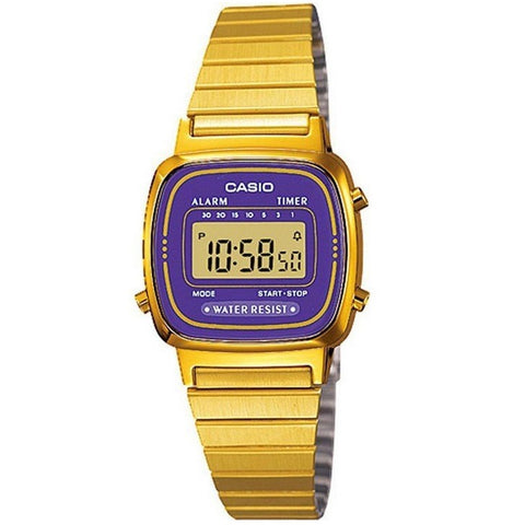 Casio LA670WGA-6 Gold Purple Vintage Series Stainless Steel Women's Digital Watch