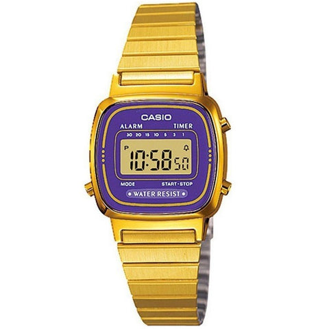 Casio LA670WGA-6 Gold Purple Vintage Series Stainless Steel Women's Digital Watch