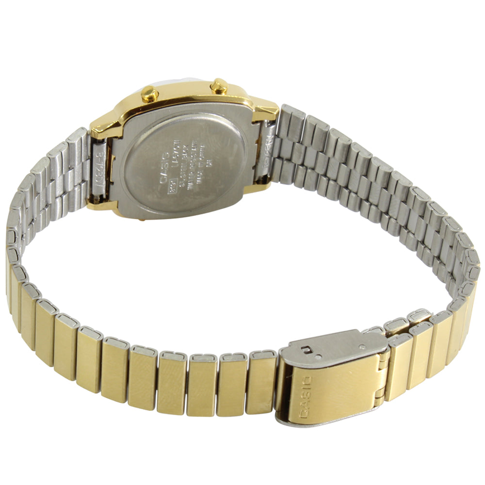 Casio LA670WGA-1 Gold With Black Face Small Women's Stainless Steel Digital Watch