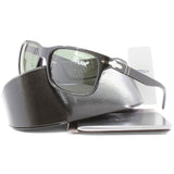 Persol PO3048S 95/31 Shiny Black/Green Men's Rectangular Sunglasses