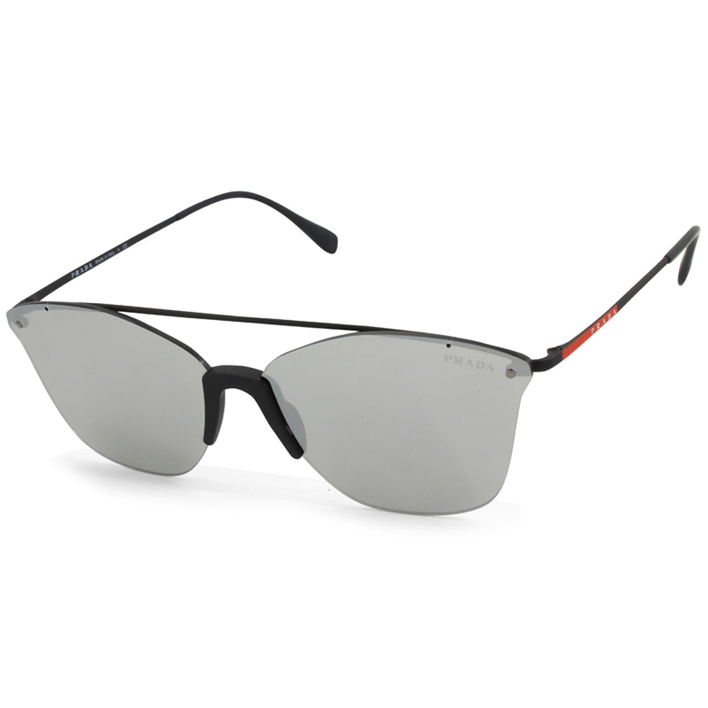 Prada Sports Black/Silver Mirror Flat Women's Sunglasses PS52US DG02B0