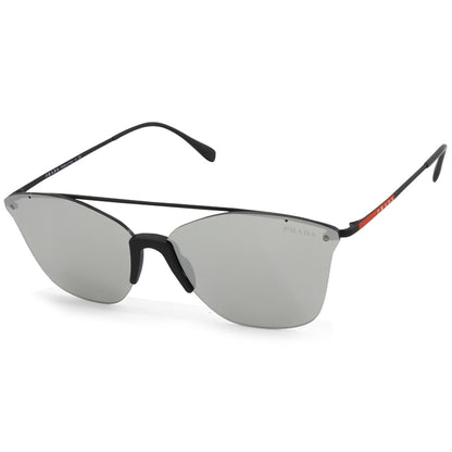 Prada Sports Black/Silver Mirror Flat Women's Sunglasses PS52US DG02B0