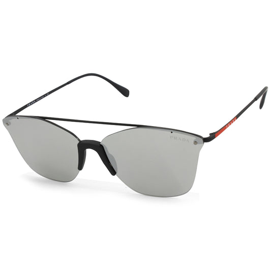 Prada Sports Black/Silver Mirror Flat Women's Sunglasses PS52US DG02B0